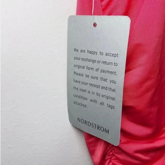 NWT NEW Love By Design Size XS Nordstrom Ruched Bodycon Mini Dress Hibiscus Pink - Picture 6 of 6